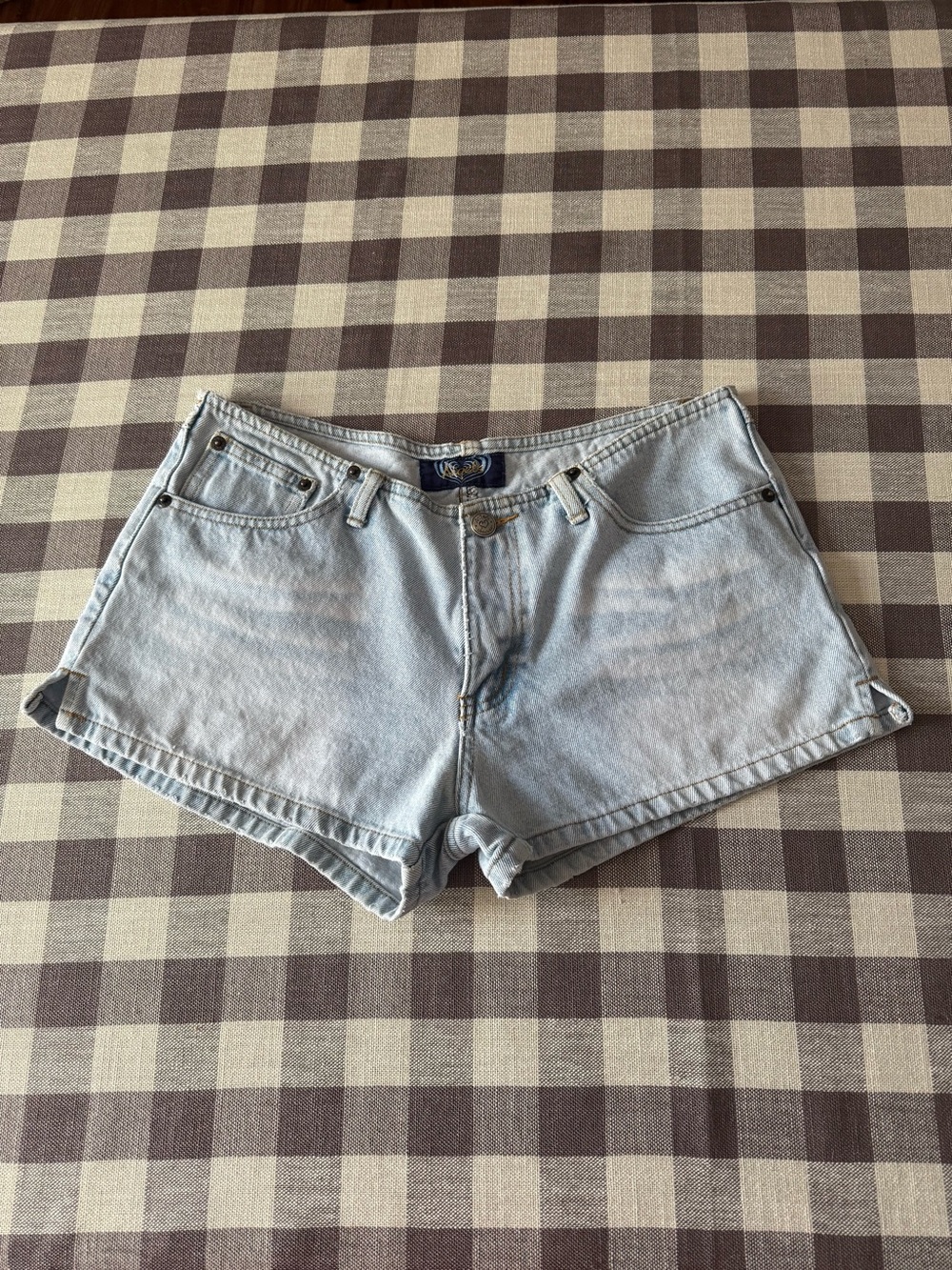 Angels Light Blue Denim Low-Rise Jean Shorts